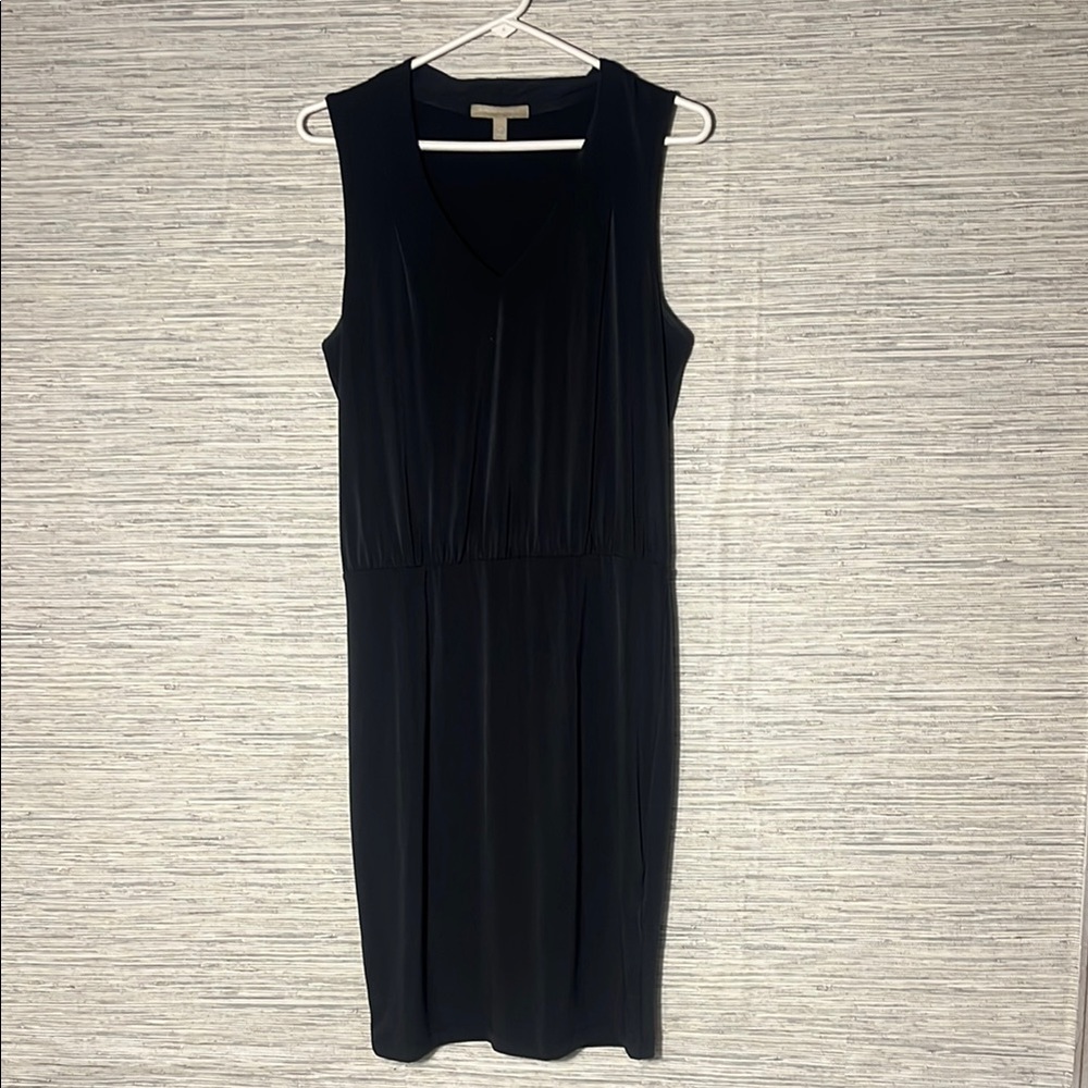 Banana Republic Black Midi Dress – Size 10, Chic Sleeveless V-Neck (809)